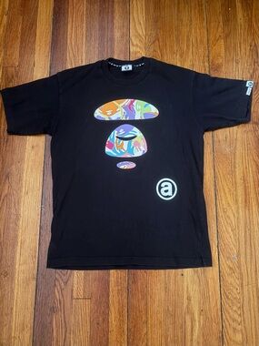 A Bathing Ape Black Short-Sleeve Graphic Logo Tee